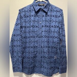 Lauren Ralph Lauren Blue Long Sleeve Women’s Blouse Size M